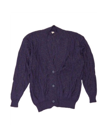 Vintage Cardigan Sweater EU 42 Large In Purple Flecked
