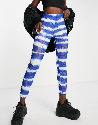 Love Moschino tie dye leggings in blue multi