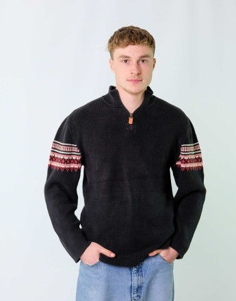 Vintage Timberland L Knit Sweatshirt Black Quarter Zip