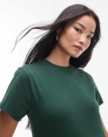 Topshop boxy tee in dark green