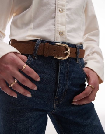 Mango suede buckle belt in brown