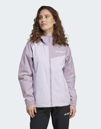 adidas Terrex multi 2l rain.rdy jacket in silver dawn / preloved fig