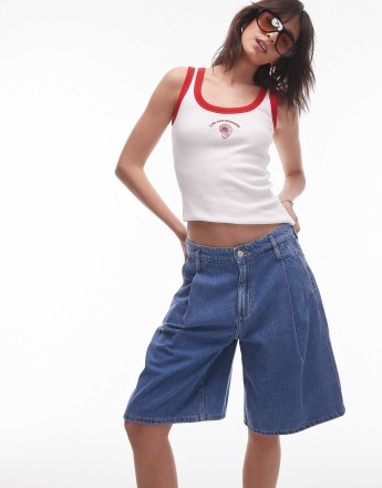 Mango bermuda denim short in light blue