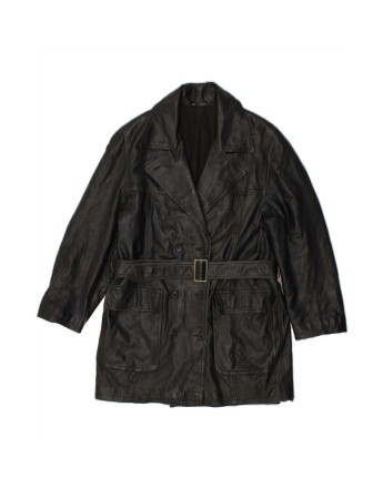 Vintage Leather Coat UK 14 Large In Black