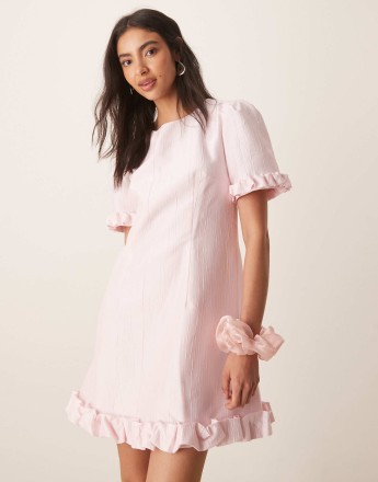 Sister Jane Harebell ruffle mini dress in soft pink