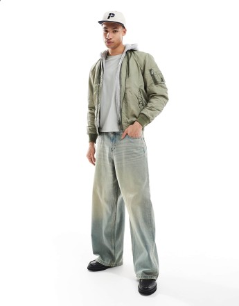 Superdry Military ma1 bomber jacket in washed olive green