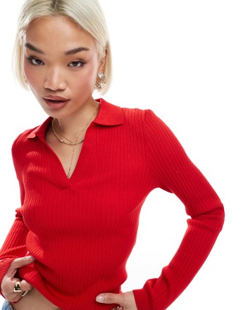 ONLY v-neck polo in red
