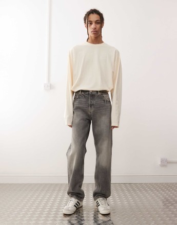 Weekday Space relaxed fit straight leg jeans in canyon grey wash