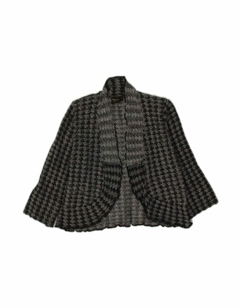 Vintage Crop 3/4 Sleeve Cardigan Sweater UK 10 Small In Black