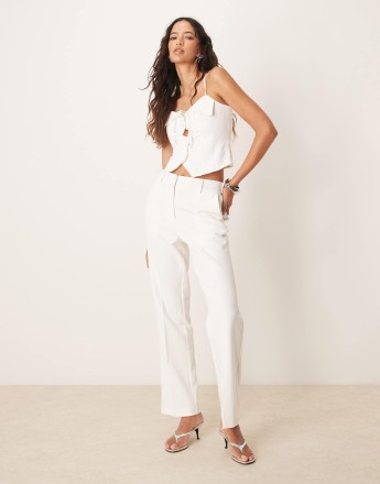 YAS tailored straight leg trouser co-ord in white