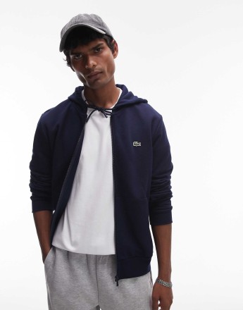 Lacoste zip up hoodie in navy