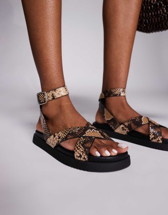Steve Madden My Bestie sandals with strap buckle in snake