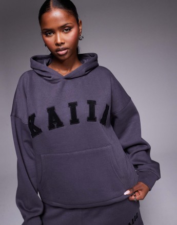 Kaiia logo oversized hoodie co-ord in dark grey