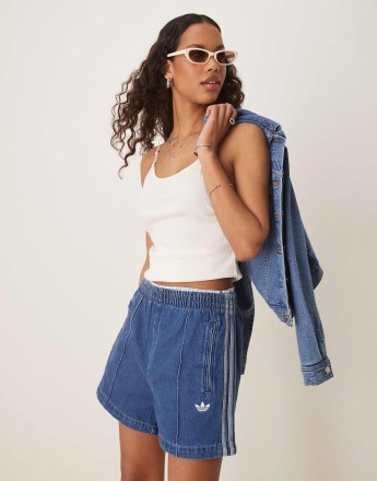 adidas Originals Adicolor 90's denim shorts in blue