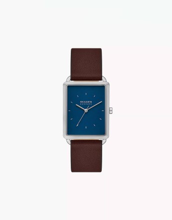 Skagen Men's hagen three-hand, silver stainless steel watch - BROWN