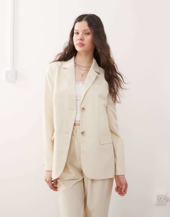 Miss Selfridge oversized essentials blazer in buttermilk