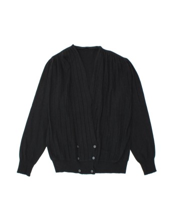 Vintage Double Breasted Cardigan Sweater UK 16 Large In Black