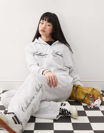 COLLUSION boxy cropped hoodie with logo co-ord