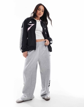 adidas Future icons 3-stripes open-hem pants in medium grey heather