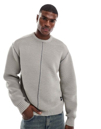 Native Youth chunky rib boxy jumper in grey
