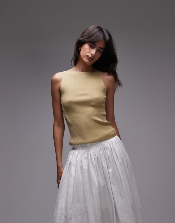 & Other Stories sleeveless boatneck knitted top in khaki green