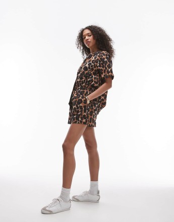 Topshop co-ord leopard short in multi