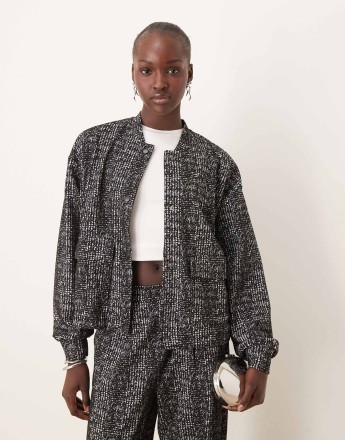 JDY check bomber co-ord in black