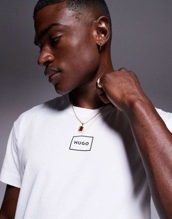 HUGO Bodywear Laze chest logo t-shirt in white