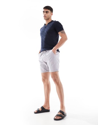 Brave Soul chino shorts with drawcord waist in grey