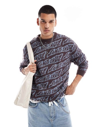 Santa Cruz repeat logo knitted jumper in purple