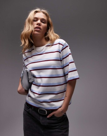 ARKET heavyweight boxy t-shirt in multi stripes
