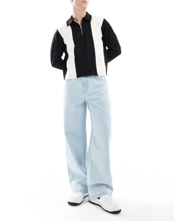 Another Influence wide leg denim jeans in bleached blue