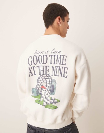 Abercrombie & Fitch golf motif back sweat top in white