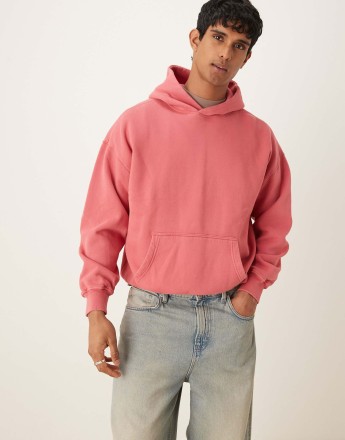 Abercrombie & Fitch essential hoodie in acid wash berry