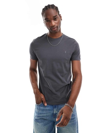 AllSaints Brace brushed cotton t-shirt in charcoal grey