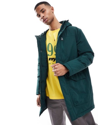 ONLY & SONS water repellent hooded parka in dark green
