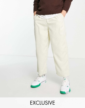 COLLUSION skater fit cord trousers in beige
