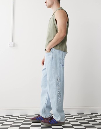 Aape by A Bathing Ape loose fit logo jeans in light wash