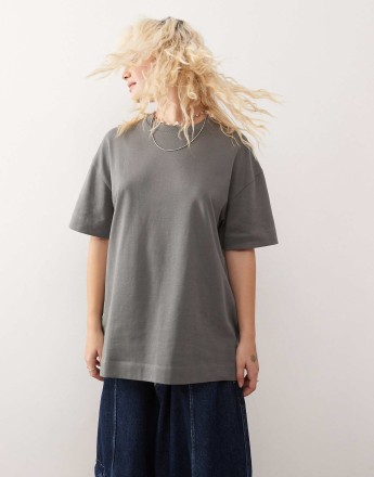COLLUSION heavyweight skate t-shirt in charcoal