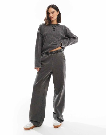 ONLY wide leg joggers co-ord in washed grey