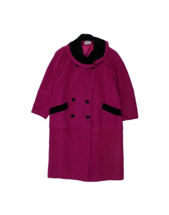 Vintage Double Breasted Overcoat UK 16 Large In Pink