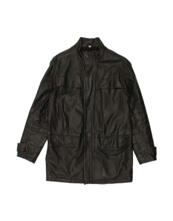Vintage Leather Coat UK 38 Medium In Black