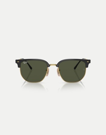 Ray-Ban New clubmaster sunglasses with green lens in black on gold