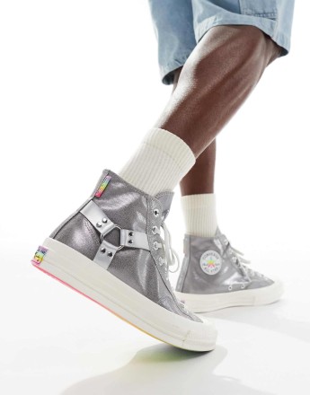 Converse Chuck 70 Pride Hi trainers in silver