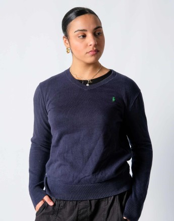 Vintage Polo Ralph Lauren XL Knit Sweatshirt Navy Blue