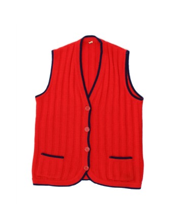 Vintage Sleeveless Cardigan Sweater It 42 Medium In Red