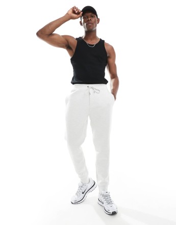 Polo Ralph Lauren icon logo double knit joggers in stone marl