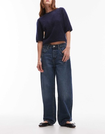 Mango Bet medium waist jeans in dark blue