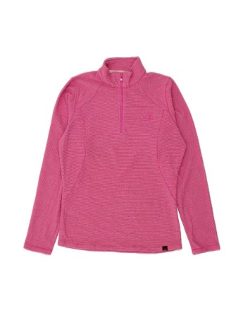 Vintage The North Face Zip Neck Fleece Jumper UK 16 Large In Pink Pinstripe