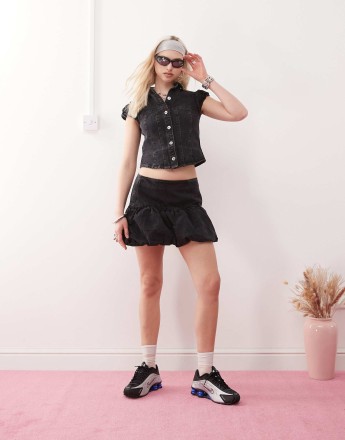 COLLUSION denim bubble skirt co-ord in black